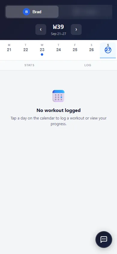 Workout tracker week view on a phone